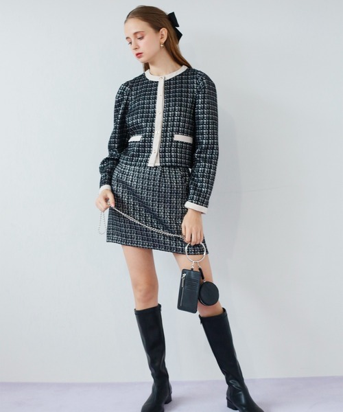 Seemi. byNICECLAUP( シーミーバイナイスクラップ)の「パイピングアソートジャケット〈セットアップスカート有り〉(その他アウター・レディース・グレー系その他/チェック/ブラック系その他・FREE)」の17枚目の写真