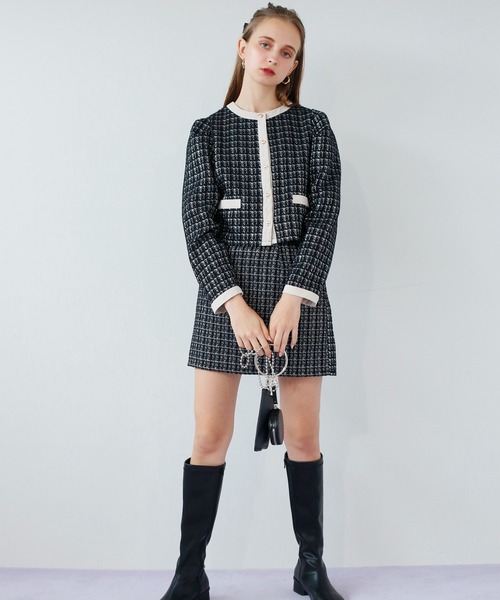 Seemi. byNICECLAUP( シーミーバイナイスクラップ)の「パイピングアソートジャケット〈セットアップスカート有り〉(その他アウター・レディース・グレー系その他/チェック/ブラック系その他・FREE)」の18枚目の写真