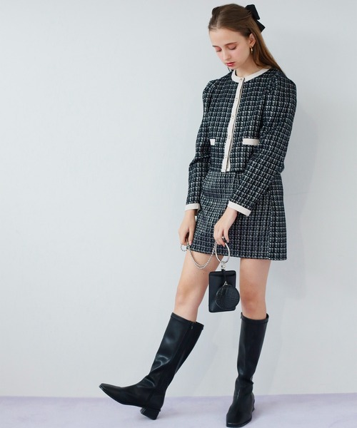 Seemi. byNICECLAUP( シーミーバイナイスクラップ)の「パイピングアソートジャケット〈セットアップスカート有り〉(その他アウター・レディース・グレー系その他/チェック/ブラック系その他・FREE)」の19枚目の写真