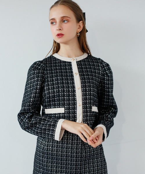 Seemi. byNICECLAUP( シーミーバイナイスクラップ)の「パイピングアソートジャケット〈セットアップスカート有り〉(その他アウター・レディース・グレー系その他/チェック/ブラック系その他・FREE)」の14枚目の写真