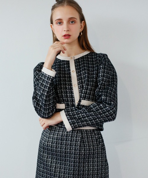 Seemi. byNICECLAUP( シーミーバイナイスクラップ)の「パイピングアソートジャケット〈セットアップスカート有り〉(その他アウター・レディース・グレー系その他/チェック/ブラック系その他・FREE)」の15枚目の写真