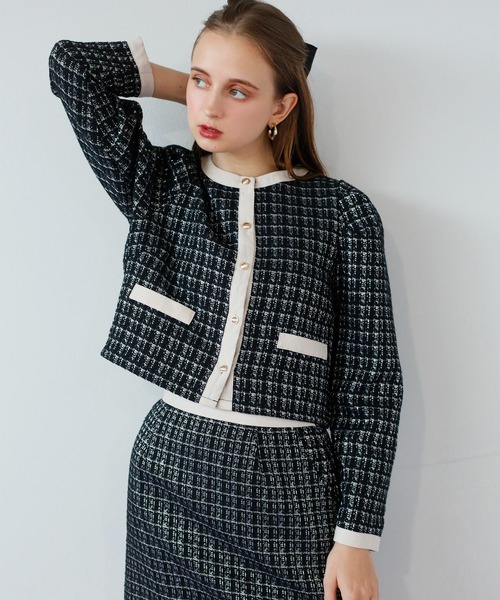 Seemi. byNICECLAUP( シーミーバイナイスクラップ)の「パイピングアソートジャケット〈セットアップスカート有り〉(その他アウター・レディース・グレー系その他/チェック/ブラック系その他・FREE)」の16枚目の写真