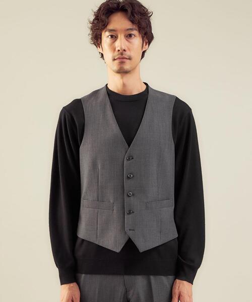 WORK TRIP OUTFITS GREEN LABEL RELAXING（ワークトリップアウトフィッツグリーンレーベル リラクシング）の「WTO TWPU サージ千鳥 5B スーツベスト -ウォッシャブル- ＊＊（スーツベスト・メンズ・ネイビー/ダークグレー・XS/42/XL/50/S/44/XXS/40/L/48/M/46）」の4枚目の写真