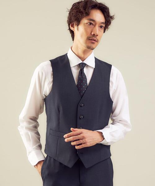 WORK TRIP OUTFITS GREEN LABEL RELAXING（ワークトリップアウトフィッツグリーンレーベル リラクシング）の「WTO TWPU サージ千鳥 5B スーツベスト -ウォッシャブル- ＊＊（スーツベスト・メンズ・ネイビー/ダークグレー・XS/42/XL/50/S/44/XXS/40/L/48/M/46）」の2枚目の写真