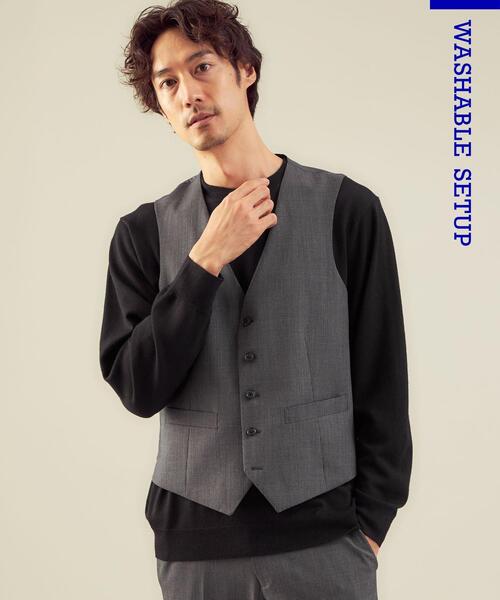WORK TRIP OUTFITS GREEN LABEL RELAXING（ワークトリップアウトフィッツグリーンレーベル リラクシング）の「WTO TWPU サージ千鳥 5B スーツベスト -ウォッシャブル- ＊＊（スーツベスト・メンズ・ネイビー/ダークグレー・XS/42/XL/50/S/44/XXS/40/L/48/M/46）」の22枚目の写真