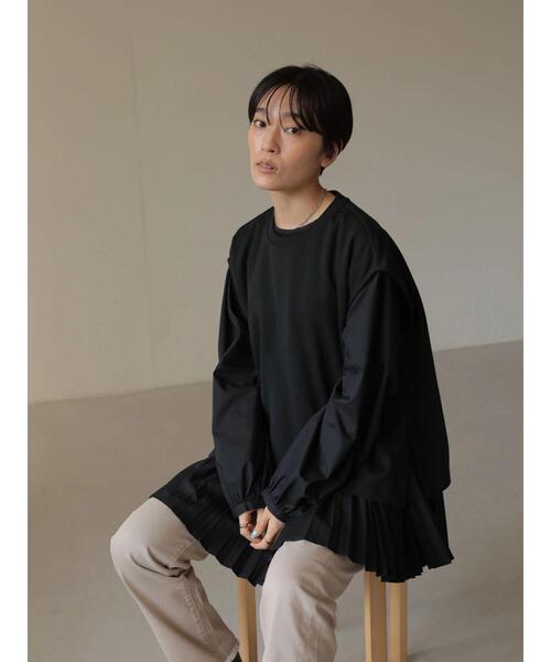 AMERICAN HOLIC(アメリカンホリック)の「SET 裾プリーツブラウス+ポンチベスト(シャツ/ブラウス・レディース・ブラック/オフホワイト・M/L)」の5枚目の写真