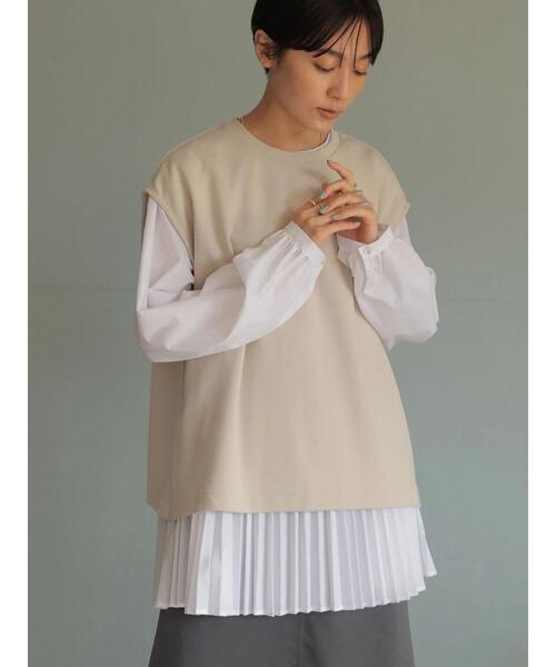 AMERICAN HOLIC(アメリカンホリック)の「SET 裾プリーツブラウス+ポンチベスト(シャツ/ブラウス・レディース・ブラック/オフホワイト・M/L)」の6枚目の写真