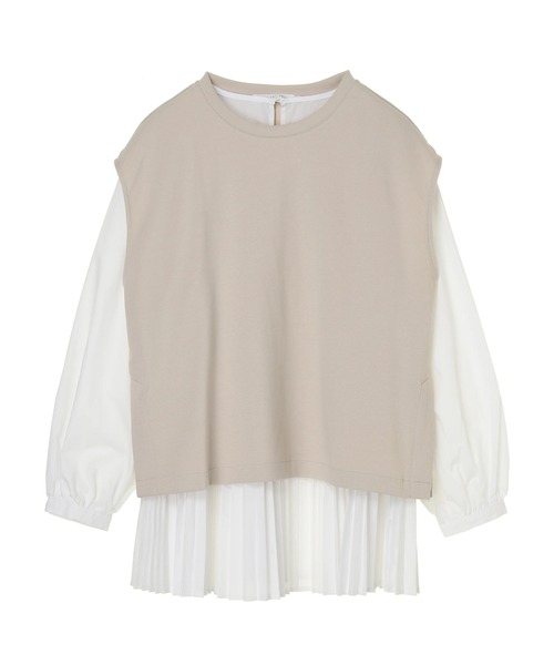 AMERICAN HOLIC(アメリカンホリック)の「SET 裾プリーツブラウス+ポンチベスト(シャツ/ブラウス・レディース・ブラック/オフホワイト・M/L)」の1枚目の写真