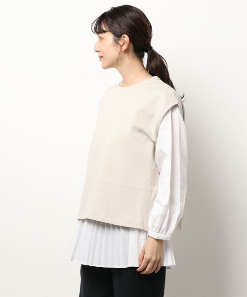 AMERICAN HOLIC(アメリカンホリック)の「SET 裾プリーツブラウス+ポンチベスト(シャツ/ブラウス・レディース・ブラック/オフホワイト・M/L)」の3枚目の写真