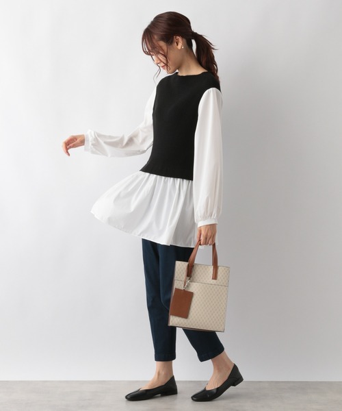 GLOBAL WORK（グローバルワーク）の「フハクドッキングベスト長袖/957997（Tシャツ/カットソー・レディース・ライトグレー/ブラック/カーキ・FREE）」の4枚目の写真