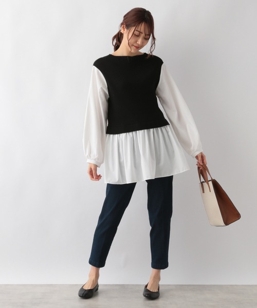 GLOBAL WORK（グローバルワーク）の「フハクドッキングベスト長袖/957997（Tシャツ/カットソー・レディース・ライトグレー/ブラック/カーキ・FREE）」の13枚目の写真