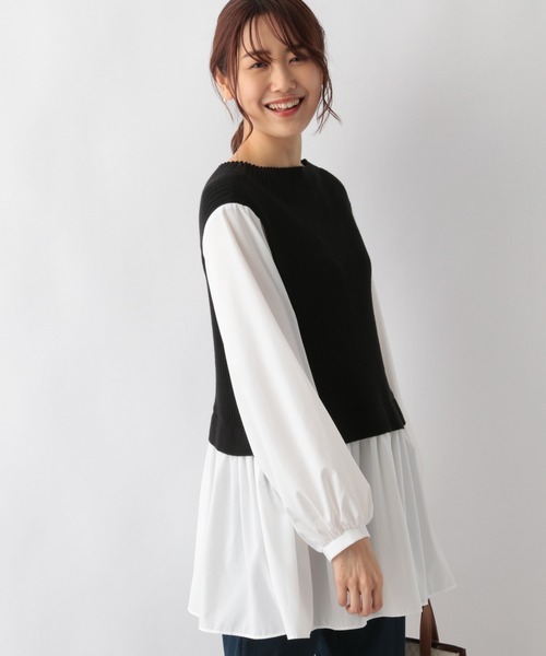 GLOBAL WORK（グローバルワーク）の「フハクドッキングベスト長袖/957997（Tシャツ/カットソー・レディース・ライトグレー/ブラック/カーキ・FREE）」の22枚目の写真