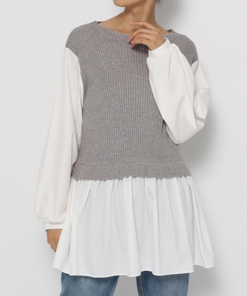 GLOBAL WORK（グローバルワーク）の「フハクドッキングベスト長袖/957997（Tシャツ/カットソー・レディース・ライトグレー/ブラック/カーキ・FREE）」の19枚目の写真