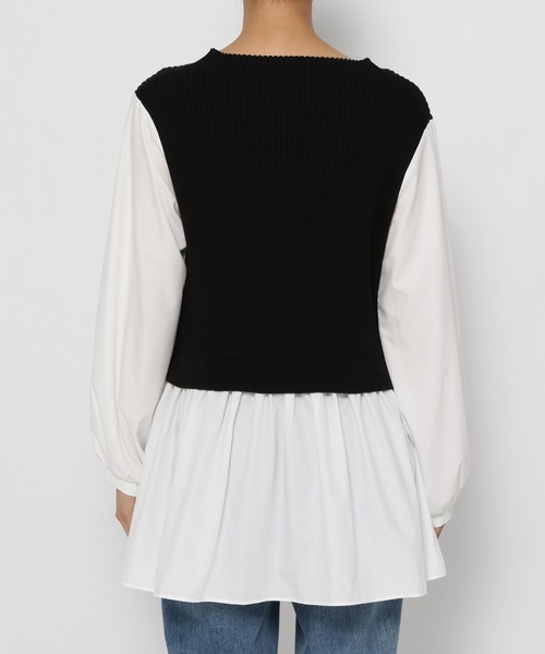 GLOBAL WORK（グローバルワーク）の「フハクドッキングベスト長袖/957997（Tシャツ/カットソー・レディース・ライトグレー/ブラック/カーキ・FREE）」の5枚目の写真