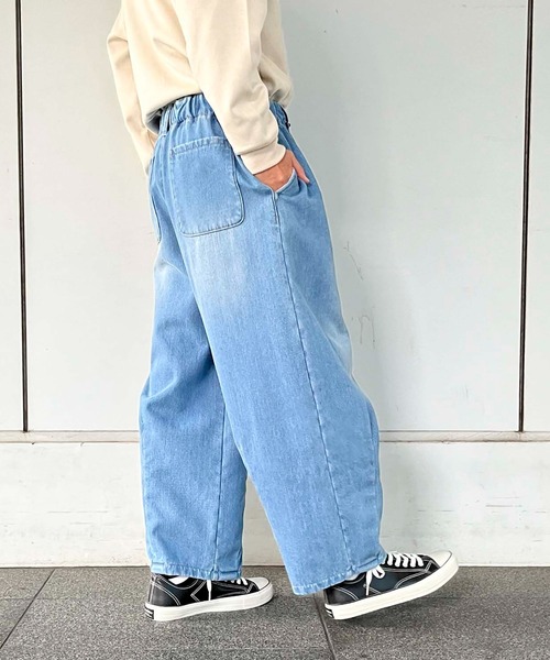 Purple&Yellow(パープルアンドイエロー)の「裏シャギーデニムワイドテーパードパンツ(デニムパンツ・メンズ・ライトインディゴブルー/ワンウォッシュ・SMALL/MEDIUM/LARGE/X-SMALL)」の5枚目の写真