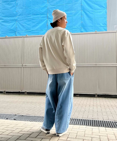 Purple&Yellow(パープルアンドイエロー)の「裏シャギーデニムワイドテーパードパンツ(デニムパンツ・メンズ・ライトインディゴブルー/ワンウォッシュ・SMALL/MEDIUM/LARGE/X-SMALL)」の4枚目の写真