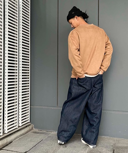 Purple&Yellow(パープルアンドイエロー)の「裏シャギーデニムワイドテーパードパンツ(デニムパンツ・メンズ・ライトインディゴブルー/ワンウォッシュ・SMALL/MEDIUM/LARGE/X-SMALL)」の8枚目の写真