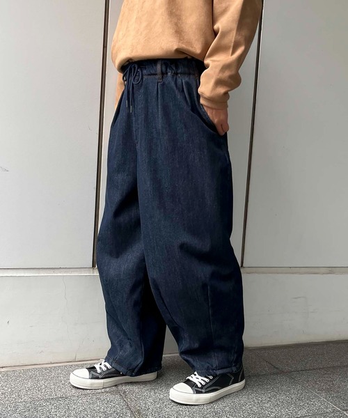 Purple&Yellow(パープルアンドイエロー)の「裏シャギーデニムワイドテーパードパンツ(デニムパンツ・メンズ・ライトインディゴブルー/ワンウォッシュ・SMALL/MEDIUM/LARGE/X-SMALL)」の9枚目の写真
