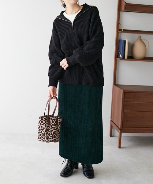 DISCOAT（ディスコート）の「セーラーカラーハーフZIPプルオーバー（ニット/セーター・レディース・ブラック/モカ/ホワイト系その他/チャコールグレー/グリーン/ブロンズ・FREE）」の20枚目の写真