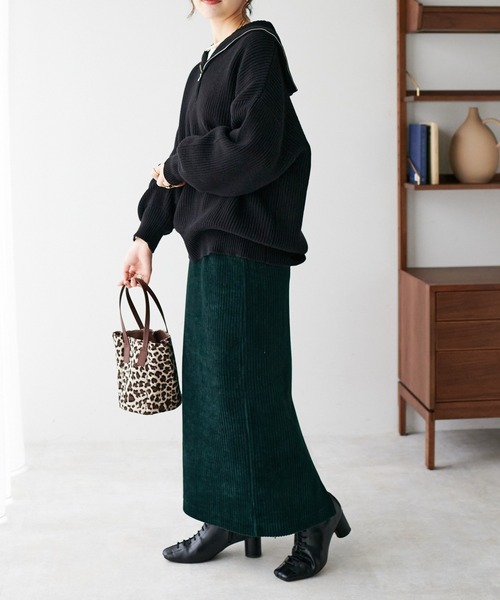 DISCOAT（ディスコート）の「セーラーカラーハーフZIPプルオーバー（ニット/セーター・レディース・ブラック/モカ/ホワイト系その他/チャコールグレー/グリーン/ブロンズ・FREE）」の21枚目の写真