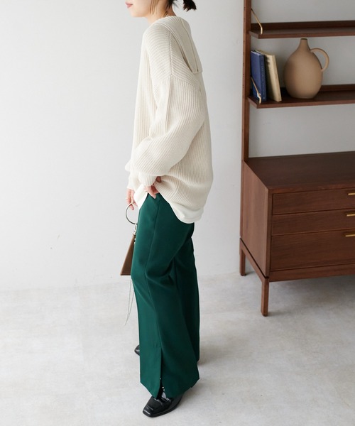 DISCOAT（ディスコート）の「セーラーカラーハーフZIPプルオーバー（ニット/セーター・レディース・ブラック/モカ/ホワイト系その他/チャコールグレー/グリーン/ブロンズ・FREE）」の8枚目の写真