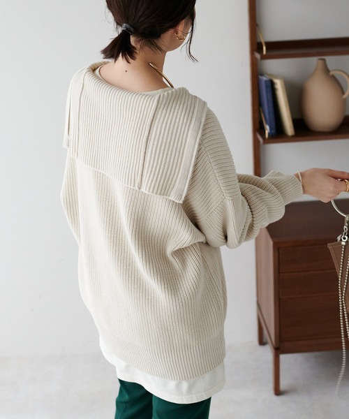 DISCOAT（ディスコート）の「セーラーカラーハーフZIPプルオーバー（ニット/セーター・レディース・ブラック/モカ/ホワイト系その他/チャコールグレー/グリーン/ブロンズ・FREE）」の15枚目の写真