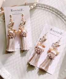 【RosraiE】ビジュー パール タッセル ロング ピアス(MA)