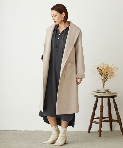 NICOLE white（ニコルホワイト）の「スタンドギャザーワンピース（ワンピース・レディース・チャコール/ブラウン・FREE）」の19枚目の写真