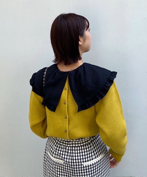 AG by aquagirl(エージーバイアクアガール)の「◆ドレープデシン ラッフルフリルピコブラウス(シャツ/ブラウス・レディース・ブラック/ホワイト系・38/36)」の5枚目の写真