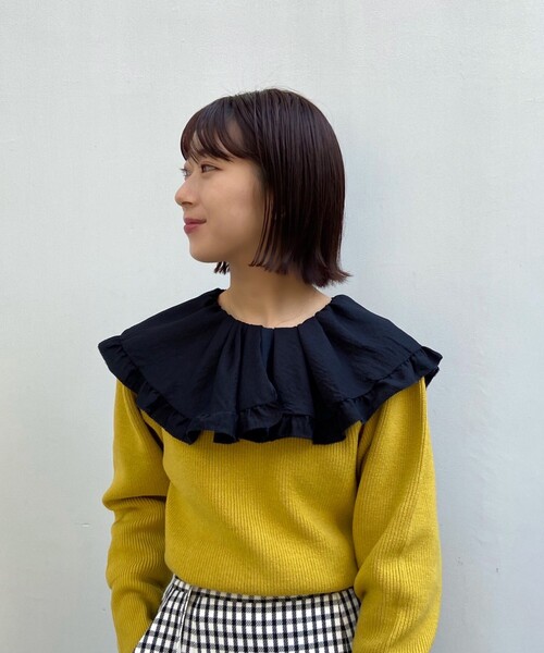 AG by aquagirl(エージーバイアクアガール)の「◆ドレープデシン ラッフルフリルピコブラウス(シャツ/ブラウス・レディース・ブラック/ホワイト系・38/36)」の6枚目の写真