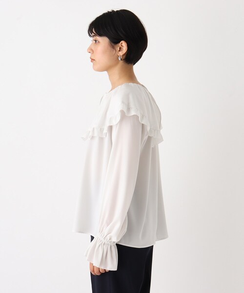 AG by aquagirl(エージーバイアクアガール)の「◆ドレープデシン ラッフルフリルピコブラウス(シャツ/ブラウス・レディース・ブラック/ホワイト系・38/36)」の9枚目の写真