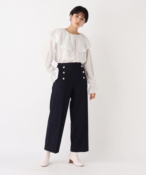 AG by aquagirl(エージーバイアクアガール)の「◆ドレープデシン ラッフルフリルピコブラウス(シャツ/ブラウス・レディース・ブラック/ホワイト系・38/36)」の16枚目の写真