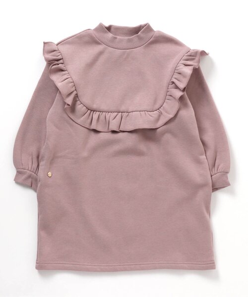 apres les cours(アプレレクール)の「フリル切替裏シャギーワンピース(ワンピース・キッズ・ピンク/ブラック/エンジ/ミント・110/140/80/100/90/130/120)」の1枚目の写真