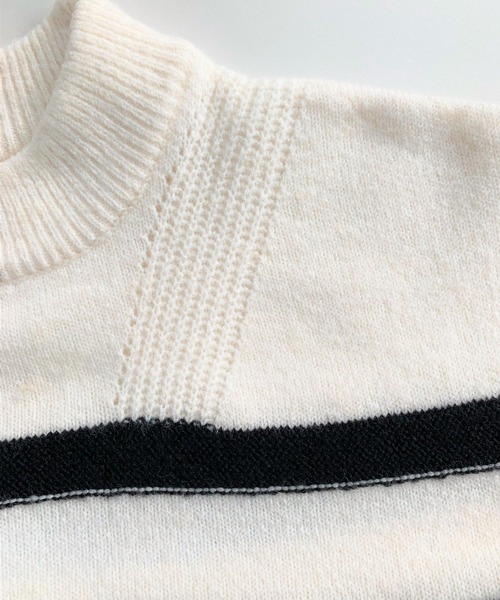 Q（キュー）の「Wボーダーニット（ニット/セーター・レディース・ブラック/アイボリー・MEDIUM）」の7枚目の写真