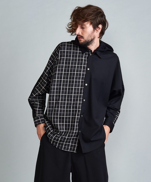 NO ID.（ノーアイディ）の「◇ドルマンスリーブ切替フードSH（シャツ/ブラウス・メンズ・グレー/ベージュ/ブラック/ブルーグリーン・ONE SIZE）」の18枚目の写真