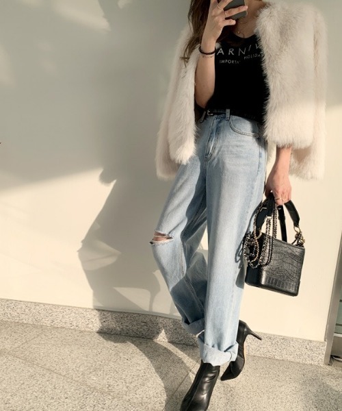 NANING9（ナンニング）の「NANING9 ラウンドファージャケット（その他アウター・レディース・ブラック/グレー/クリーム・FREE）」の14枚目の写真