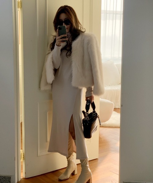 NANING9（ナンニング）の「NANING9 ラウンドファージャケット（その他アウター・レディース・ブラック/グレー/クリーム・FREE）」の17枚目の写真