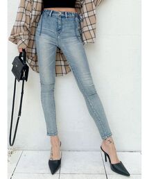 GYDA | ミドルウエストサイドレースアップデザイン デニムパンツ(デニムパンツ)