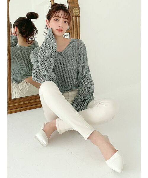 GYDA(ジェイダ)の「ミドルウエストサイドレースアップデザイン デニムパンツ(デニムパンツ・レディース・アイボリー/ライトブルー・X-SMALL/SMALL/MEDIUM)」の13枚目の写真