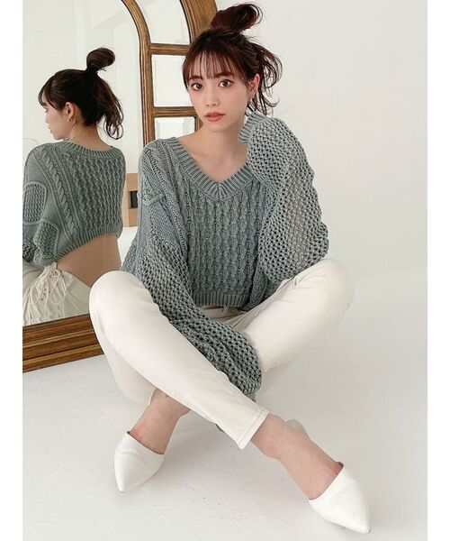 GYDA(ジェイダ)の「ミドルウエストサイドレースアップデザイン デニムパンツ(デニムパンツ・レディース・アイボリー/ライトブルー・X-SMALL/SMALL/MEDIUM)」の10枚目の写真