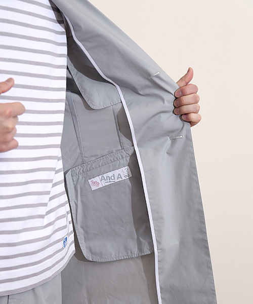 And A（アンドエー）の「TCライトチェスターコート（チェスターコート・メンズ・ブラック/グレー/ネイビー・40/42/44）」の9枚目の写真