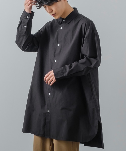 improves(インプローブス)の「ロング丈 ブロード 長袖シャツ(シャツ/ブラウス・メンズ・B/ホワイト/A/ブラック/ストライプ/ベージュ/C・MEDIUM/LARGE)」の3枚目の写真