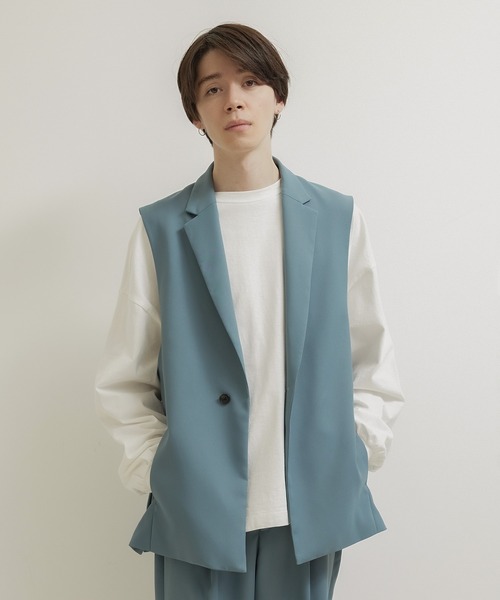 JUNRED(ジュンレッド)の「ライトスルーサイドスリットベスト(ベスト・メンズ・ブラック/ベージュ/グリーン系その他/チャコールグレー/ホワイト系その他・M/L)」の5枚目の写真