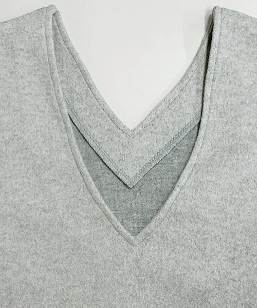 Doux Belle（ドゥーベル）の「切りっぱなし深Vネックジャンパースカート（ジャンパースカート・レディース・ベージュ/ブラウン/ライトグレー/カーキ/ダークグレー/ネイビー・MEDIUM/SMALL）」の17枚目の写真