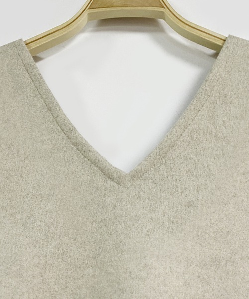 Doux Belle（ドゥーベル）の「切りっぱなし深Vネックジャンパースカート（ジャンパースカート・レディース・ベージュ/ブラウン/ライトグレー/カーキ/ダークグレー/ネイビー・MEDIUM/SMALL）」の21枚目の写真