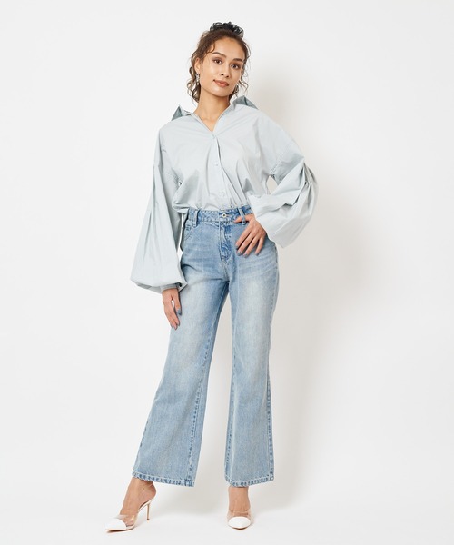 SPIRALGIRL（スパイラルガール）の「袖ボリュームブラウス（シャツ/ブラウス・レディース・オフホワイト/ブルー・FREE）」の12枚目の写真