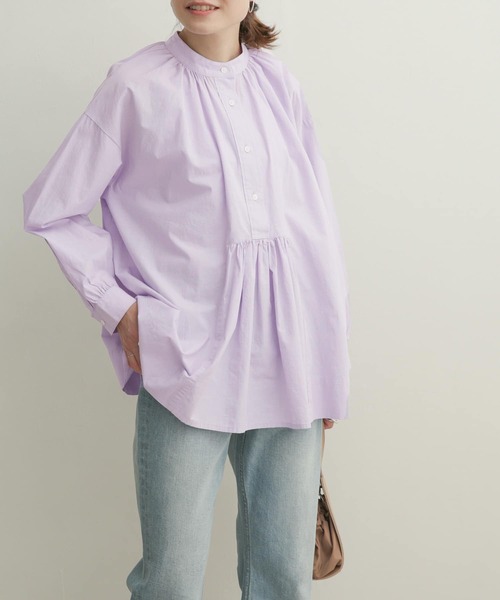 URBAN RESEARCH DOORS（アーバンリサーチドアーズ）の「コットンロングスリーブギャザーブラウス（シャツ/ブラウス・レディース・ライトブルー/オフホワイト/ラベンダー・1）」の5枚目の写真