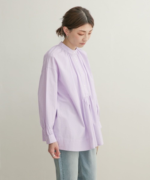 URBAN RESEARCH DOORS（アーバンリサーチドアーズ）の「コットンロングスリーブギャザーブラウス（シャツ/ブラウス・レディース・ライトブルー/オフホワイト/ラベンダー・1）」の8枚目の写真