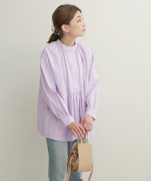 URBAN RESEARCH DOORS（アーバンリサーチドアーズ）の「コットンロングスリーブギャザーブラウス（シャツ/ブラウス・レディース・ライトブルー/オフホワイト/ラベンダー・1）」の10枚目の写真