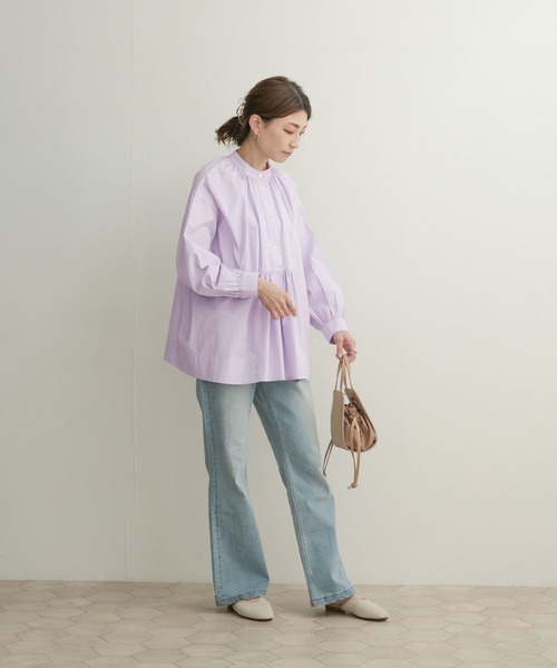 URBAN RESEARCH DOORS（アーバンリサーチドアーズ）の「コットンロングスリーブギャザーブラウス（シャツ/ブラウス・レディース・ライトブルー/オフホワイト/ラベンダー・1）」の13枚目の写真